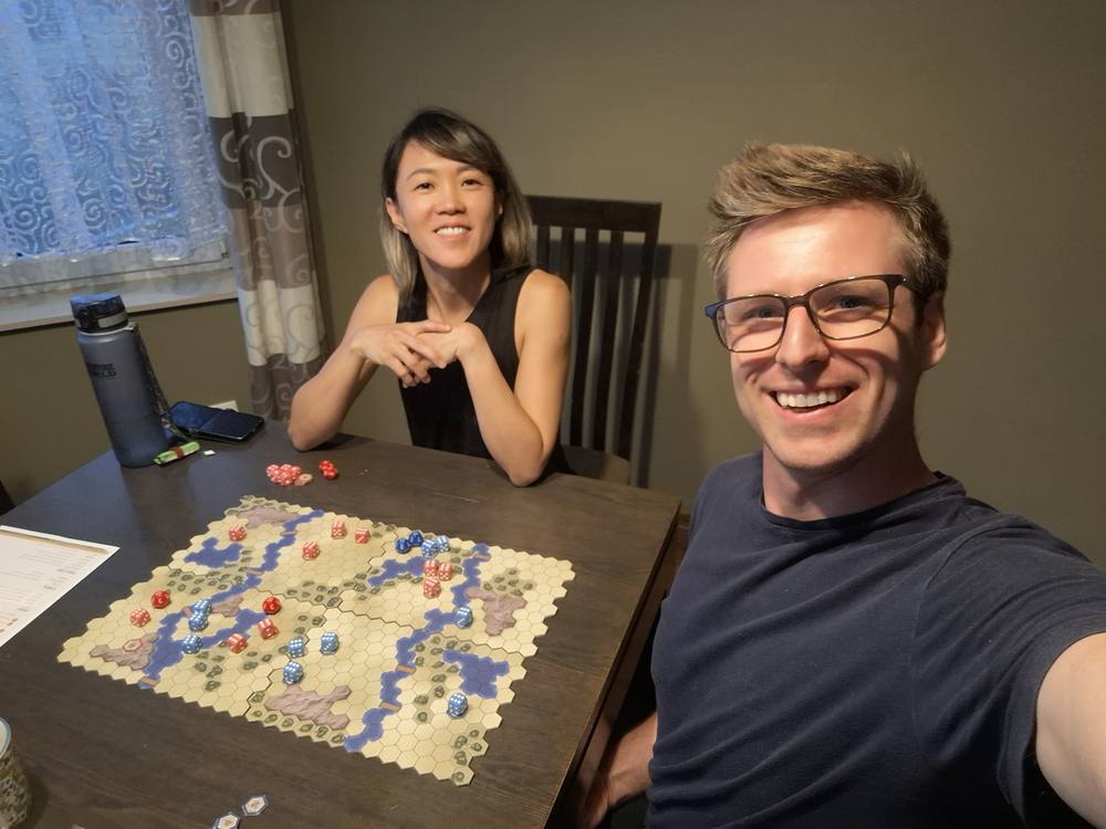 The first game of Nine Cities played on the printed prototype board